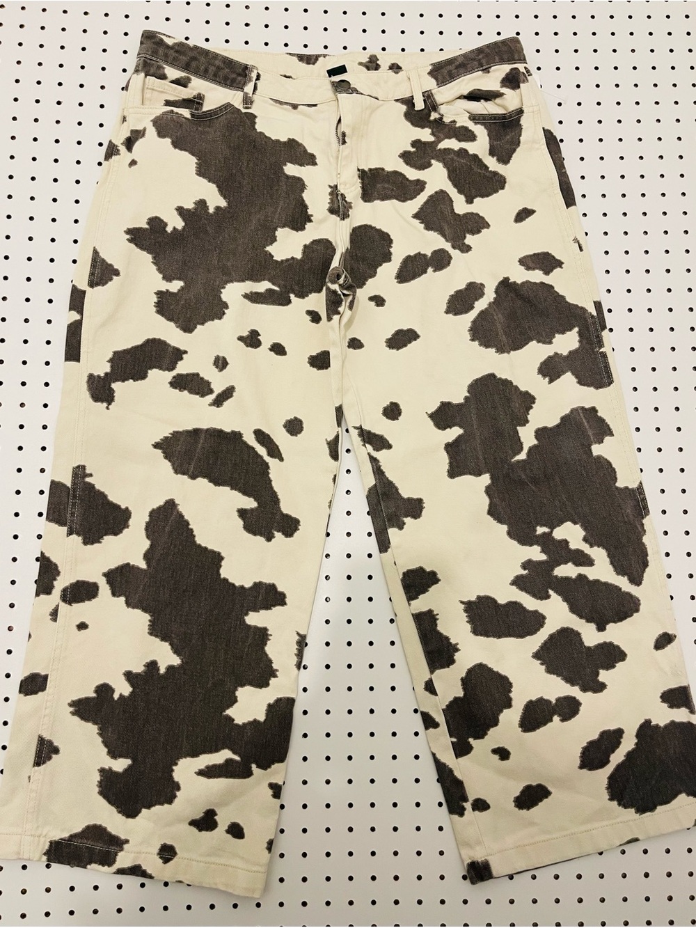 wild fable Cow Print Wide-Leg Jeans in Cream and Brown